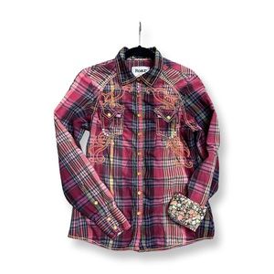 Roar Women’s Pink Plaid Western Shirt